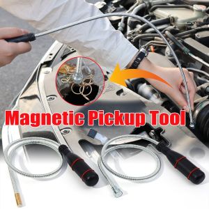 60CM เครื่องมืออุปกรณ์เหนี่ยวนำแม่เหล็กที่มีความยืดหยุ่นชิ้นส่วนสกรูรถยนต์งูรถกระบะค้นหาวัตถุที่ตกลงมาอ่างล้างจานบาร์แบบดูดงอได้