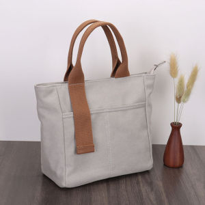 กระเป๋าผ้าใบลายสก็อตสีพื้น กระเป๋าถือผ้าอเนกประสงค์สำหรับผู้หญิงวัยกลางคนและผู้สูงอายุ กระเป๋าใส่ของสำหรับไปทำงานและซื้อของสด กระเป๋าขนาดเล็ก