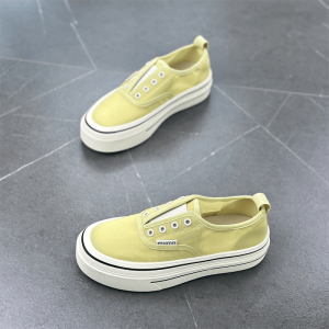 รองเท้าผ้าใบสปอร์ตแบบสวมสำหรับผู้หญิง ทรงหนา ฤดูใบไม้ผลิและฤดูร้อน 2025 รองเท้าลำลองสไตล์เกาหลีแบบสวมสบาย ส้นสูงปานกลาง ด้านบนเป็นตาข่าย