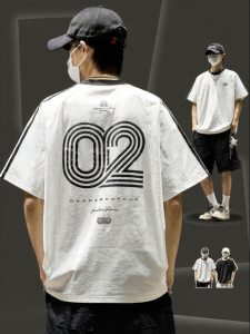 SZON | Summer High Street Ins-style Color Block Stripes Couples T-Shirt Ice Silk Quick Drying