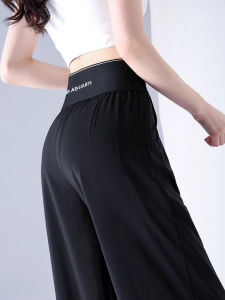 FIGHT FISH | Ice Silk Wide Leg Pants Womens Summer Thin Straight High Waist Draping Chiffon Floor-Length Suit Pants Stylish Versatile High Waist