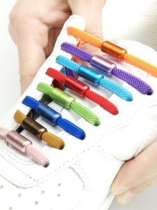Adult and Children Applicable Flat Elastic Elastic Tighten Rope Metal Colored Frosted Buckle Tie-Free Tie-Free Shoelace for Lazy People