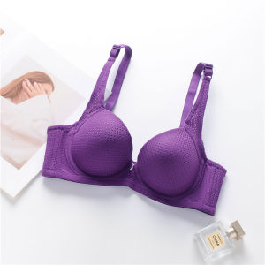 Pure Color Intimates Thin Bra with Steel Ring Natural-looking Push up Push up Accessory Breast Push up Anti-SAG Bra Three Breasted