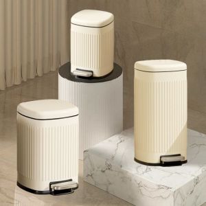 6L/8L/12L/20L/32L Stainless steel pedal trash can Narrow lidded trash can for household bathrooms,living room,bedroom