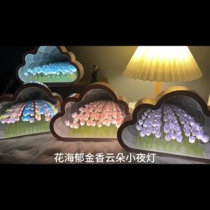 DIY buatan tangan Hadiah ulang tahun kreatif lampu malam tiga dimensi kubus ajaib bunga tulip