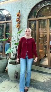INNARA Cardy Rajut Knit Basic Kancing - Cardigan Basic Rajut wanita - Atasan Wanita Terbaru Cardigan