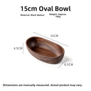 Black Walnut Boat-shaped Wooden Bowl Retro Home Use