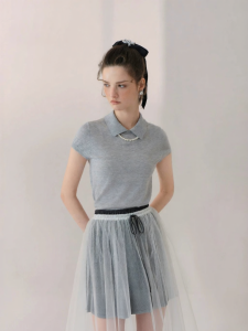 AIVEI | New Spring and Summer Fresh Shoulder Knitted Short Sleeve Blouse