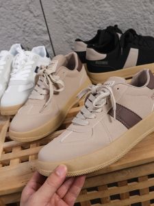 Quality Selected Comfortable Soft Bottom Mens Retro Running De Xin Laced Board Shoes Easy to Wear Breathable Mixed Material