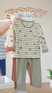 Bộ dài tay cài vai thu đông Cozy Arich vải sợi tre pettit cao cấp cho bé từ 9 tháng - 6 tuổi