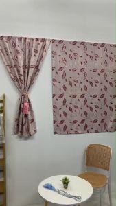 ผ้าม่านหน้าต่าง ม่านสอดลวด ผ้ากำมะหยีใบไม้