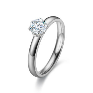 Stainless Steel Diamond Setting Couple Rings For Women Men Engagement Ring Jewelry Valentines Day Gifts
