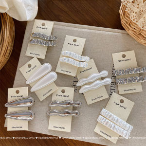 Fashionable Simple Geometric Butterfly Knot Duckbill Hair Clip Womens Hair Accessories Silver Metal Hair Grips Side Bangs