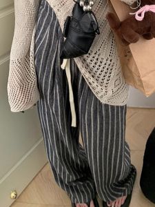 Relaxed Feeling Striped Pants Womens Spring Fall and Winter Drape Lazy and Loose Japanese Style Pajama Pants Pants Wide Leg Leisure Walking Pants