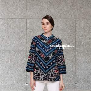 Ready Stok Blouse Batik Tenun Blanket Atasan Wanita Modern/Blouse Kondangan/Blouse Gaya kekinian