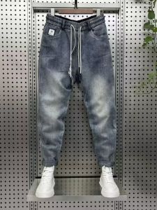 Loose Men's Harem Jeans: Summer 2024 Trendy Harajuku Style Long Pants Dad Pants Streetwear Breathable Fading Treatment Casual Wear