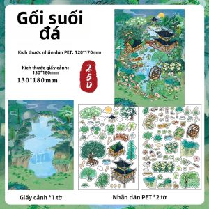 Vintage Miniature Chinese Style 3D Scene Sticker