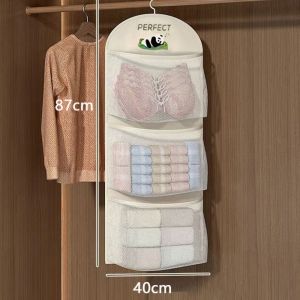 Cute Panda Multi Layer Mesh Hanging Storage Bag Over The Door Closet Organizer For Lingerie Socks And Small Accessories