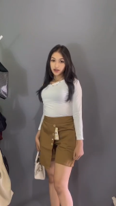 GWENFIORA Celana Rok Korean Style Wanita Kekinian Ukuran MLXL Celana Pendek Bahan Twill Premium