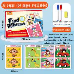 64pcs Kids Montessori Educational Game Cards Error-finding Games Baby Early Education Toys Concentration Training Reusable Cards