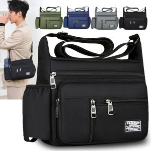 Mens Casual Business Backpack Large Capacity Tool Bag Single Shoulder Multi-Pocket Diagonal Bag Soft Handle Nylon Material