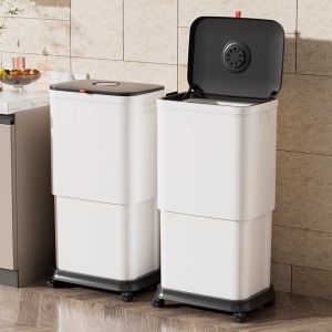 Kitchen Waste Bin High Model No Bending Required with Wheels And Height Adjustment Large Capacity for Home And Living Room