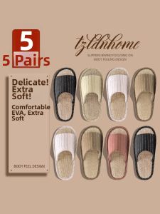 TZLDN | Anti-Slip Odor-Resistant Linen Slippers Women Indoor 5 Pairs