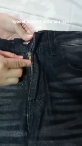 skenna Jeans Pria Gaya Korean Oversize Full Length Pinggang Rendah Warna Solid