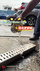 YLK Heavy Duty Resin Drain Channel Stainless Steel Grating Cover Floor Drain Water Drainage Channel