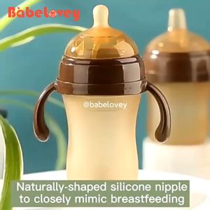 Babelovey Comotomo Baby Milk Bottle Botol Susu Baby Anti-Bacterial Wide Neck Feeding Botol With Handle 150/180/250/300ML