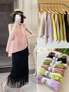 เสื้อยืดแขนกุดทรงเข้ารูปสำหรับผู้หญิงในช่วงฤดูร้อนปี 2025 เสื้อผ้าเด็กทรงเข้ารูปแบบใหม่ ทรงหลวม คอตั้ง แขนกุด