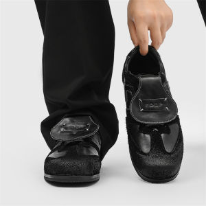 Casual Derbys Box-Head Punching Training Shoes Vintage Flip-Cover Design Breathable Leather Upgraded Comfortable Rubber Sole