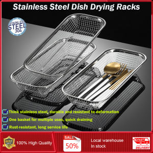 ⭐️【Local Warehouse+COD】⭐2pcs Stainless Steel Dish Drying Racks Compact Utensil Holder Basket For Dishwasher Cutlery Spoon Fork K-nife Drainer Organizer With Water Filtration Grid & Smooth Edges For Kitchen Counter
