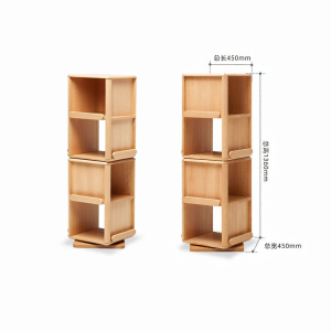 YUANSHI YUANSU | Full Solid Wood Rotatable Bookshelf 360 Degree Storage