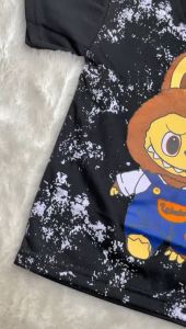 Stelan Baju Anak Harian Lengan Pendek Motif Labubu Usia 1-10 Tahun Bahan Katun Model Kekinian