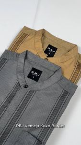 RBJ Kemeja Koko Border Coklat Abu Regular Fit Pria