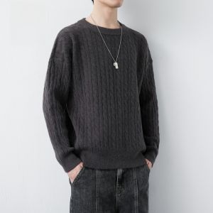 ROMON | Loose Casual Round Neck Knitted Sweater For Men Romon Brand Pure Color Long Sleeve Autumn Season Fashionable Base Shirt