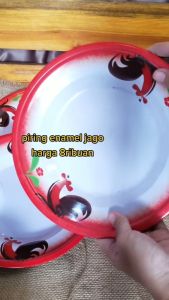 GB - PIRING MAKAN ENAMEL AYAM JAGO / PIRING LOGAM / PIRING MAKAN SERBAGUNA 22CM