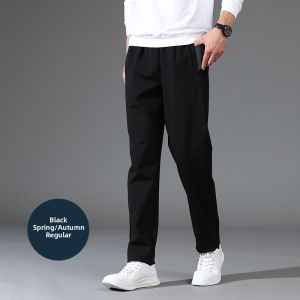Mens Casual Pants Straight Tapered Fleece-lined