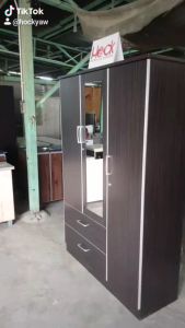 4 Feet Wardrobe Cupboard 5737 Walnut Color Mirror / Wenge 737 Furniture Almari Baju