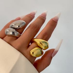 Ingemark | Ingemark Exaggerated Punk Smooth Water Drop Snake Rings for Women Vintage Geometric Adjustable Open Finger Ring Couple Jewelry