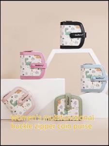 Baellerry Cute Dinosaur Coin Purse for Kids Casual Embroidery Womens Wallet Cartoon Print Card Holder Multi-Slot Short Clutch