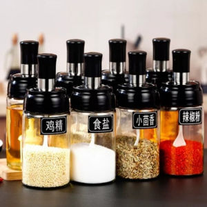 Spoon cover integrated seasoning bottle kitchen household salt seasoning box storage seasoning bottle barbecue seasoning jar