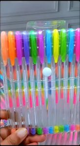 COD 12 pcs Pulpen Gel Rainbow Color Tinta Pelangi Warna Warni bisa Menulis di Kertas Hitam atau Putih