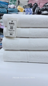 EURO. White Hotel Towel 550g 100% Cotton 70x140cm Tuala Mandi Airbnb