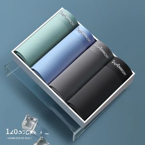 Miiow | Mens Ice Silk Breathable Boxer Shorts Cat Man Sport Style Mid Waist Flat Angle Pants Comfortable Wearing Experience Underwear