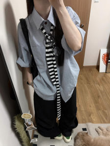 Summer Short Sleeve Shirt Womens Loose Casual Simple Stylish Vintage Slimming Small Audience Trendy Polo Collar Regular Fit