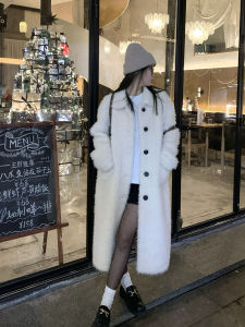 Long Furry Coat Winter New Lamb Wool Coat Female Imitation Fur Thick Loose over-the-Knee Warm Overcoat