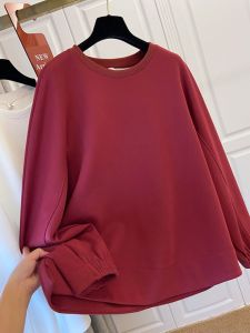 เสื้อฮู้ดทรงหลวมสำหรับผู้หญิงไซส์ใหญ่ สไตล์เกาหลี ปกติ แขนยาว คอกลม เสื้อชั้นในลายการ์ตูนสุดเก๋