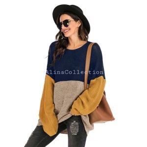 (*TERBARU*) Sweater rajut pullover wanita / Sweater polet milenial tebal material polyester splice